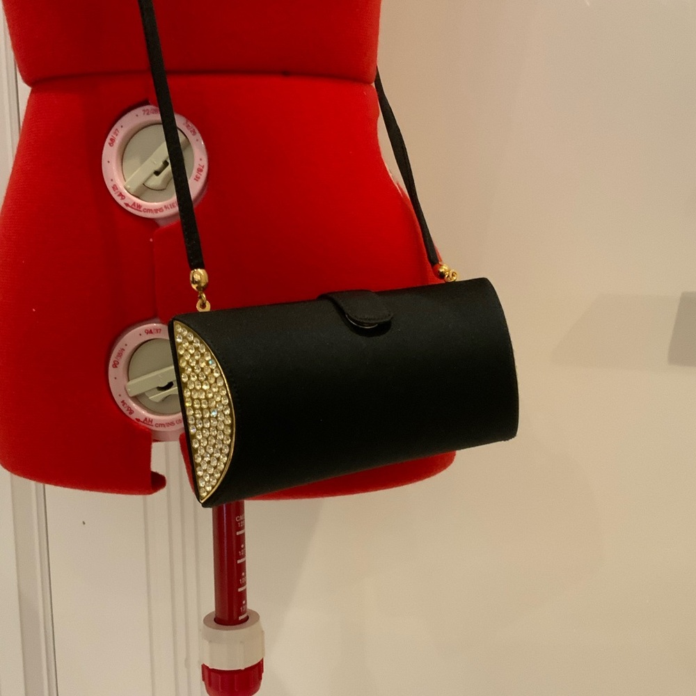 Rodo Black Clutch with Gold Accents